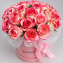 21 розовая роза в коробке — вид 3